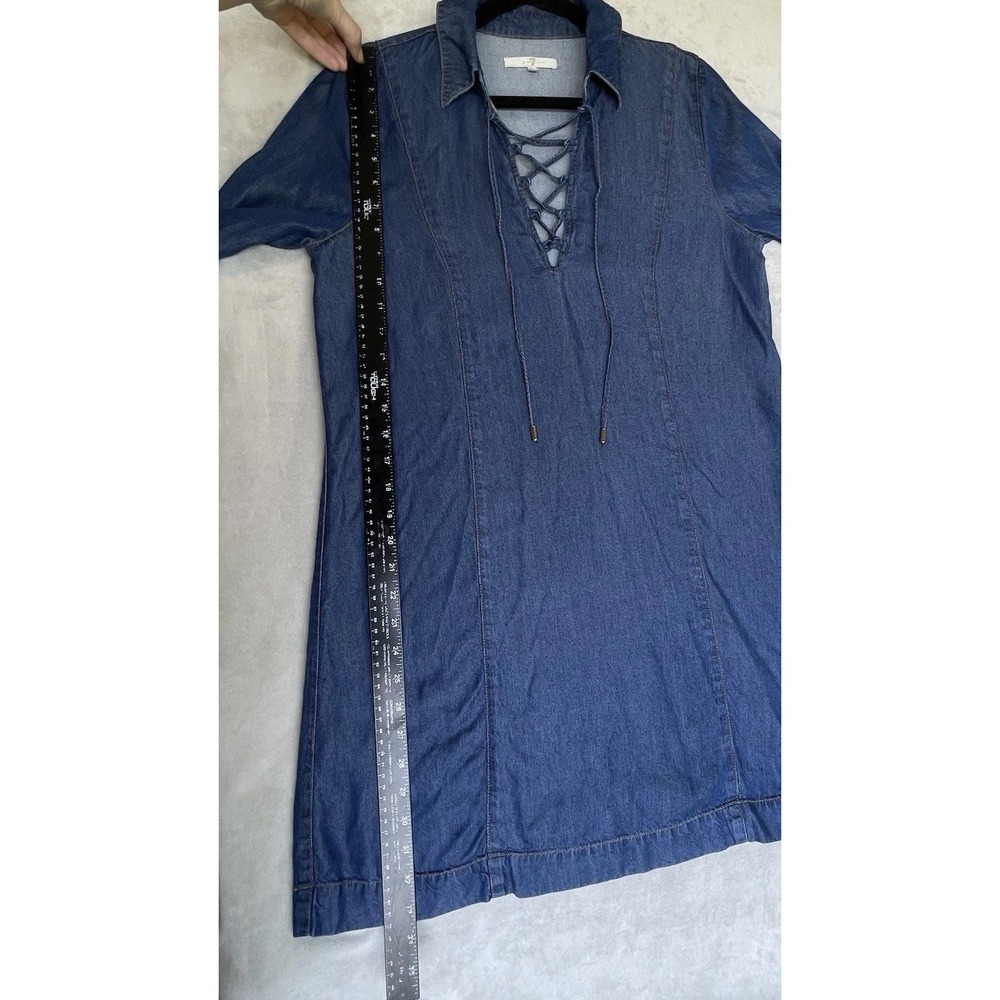 7 For‎ All Mankind Chambray Dress Womens M Long Sleeve Western Coastal Cowgirl - Picture 7 of 8